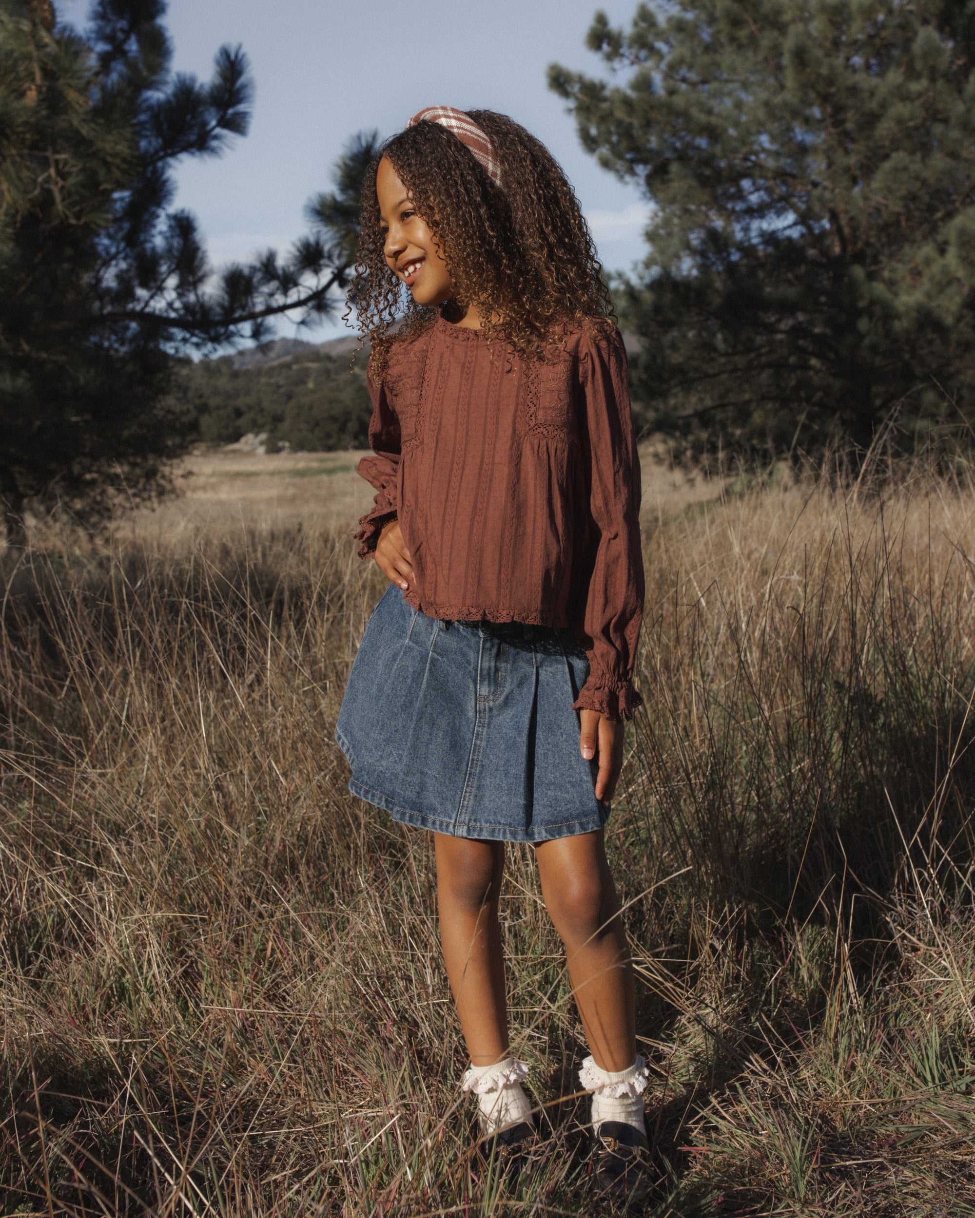 Pleated Denim Skirt | Indigo