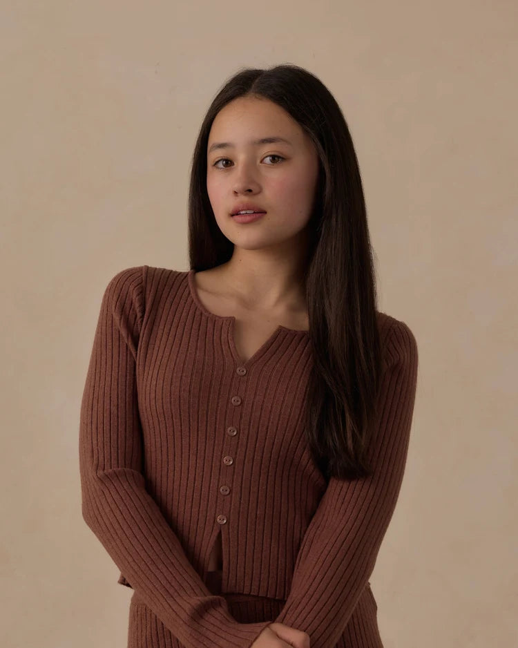 Teen Long Sleeve Rib Knit Tee | Mulberry