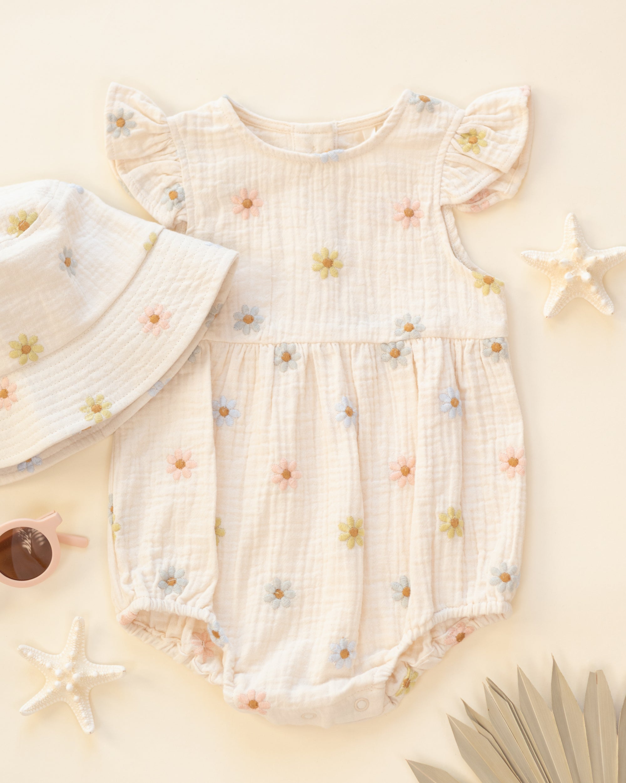 Amelia Romper | Embroidered Daisies