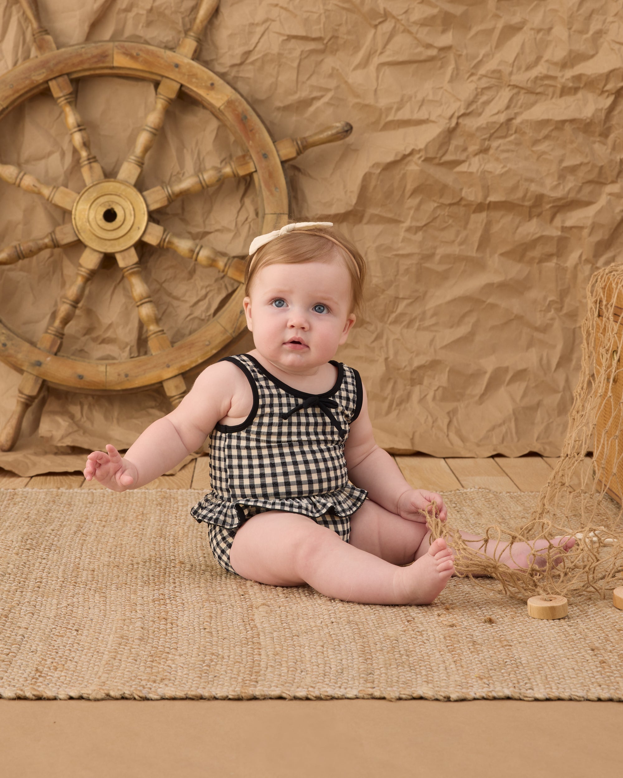 Skirted One-Piece | Black Gingham