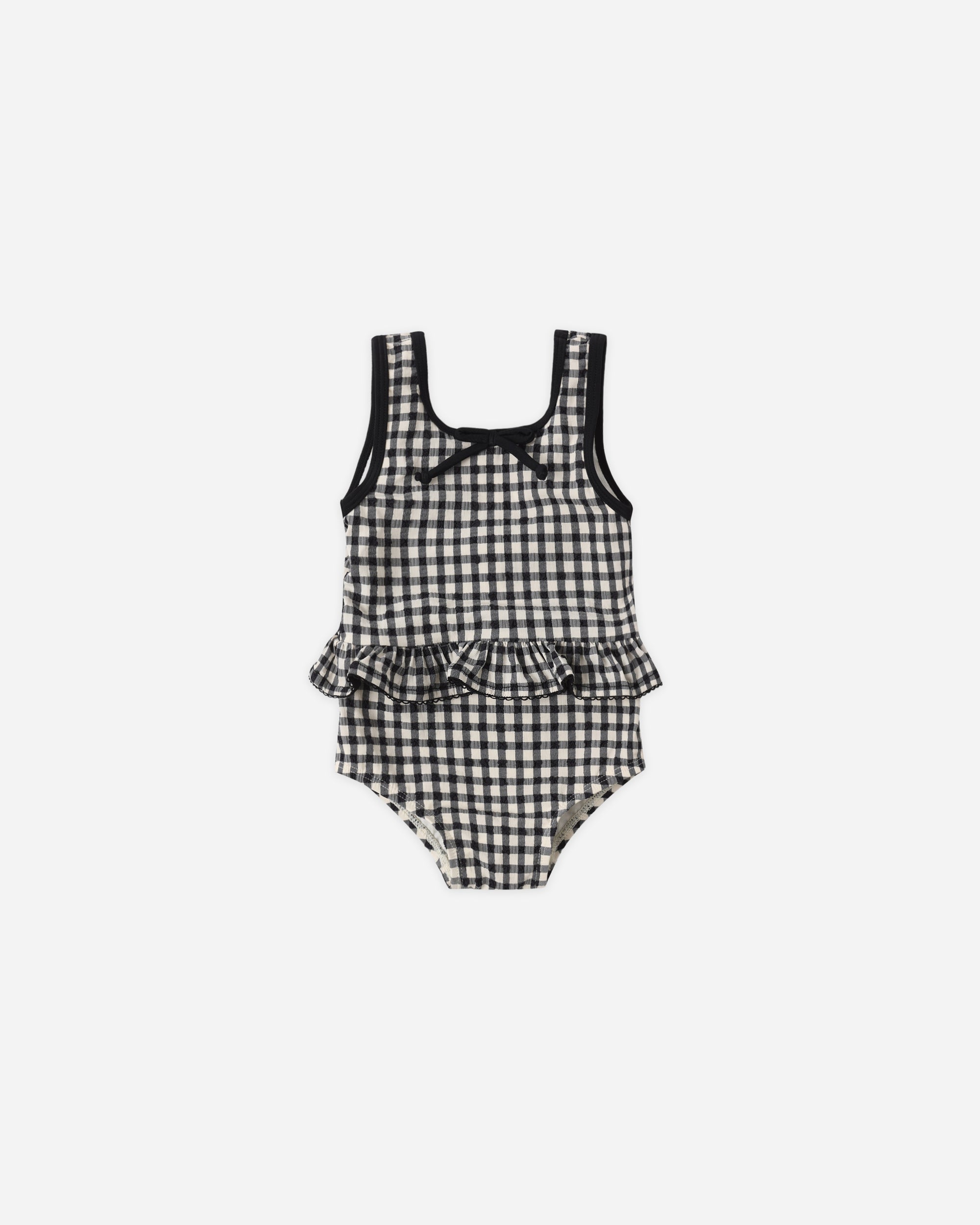 Skirted One-Piece | Black Gingham