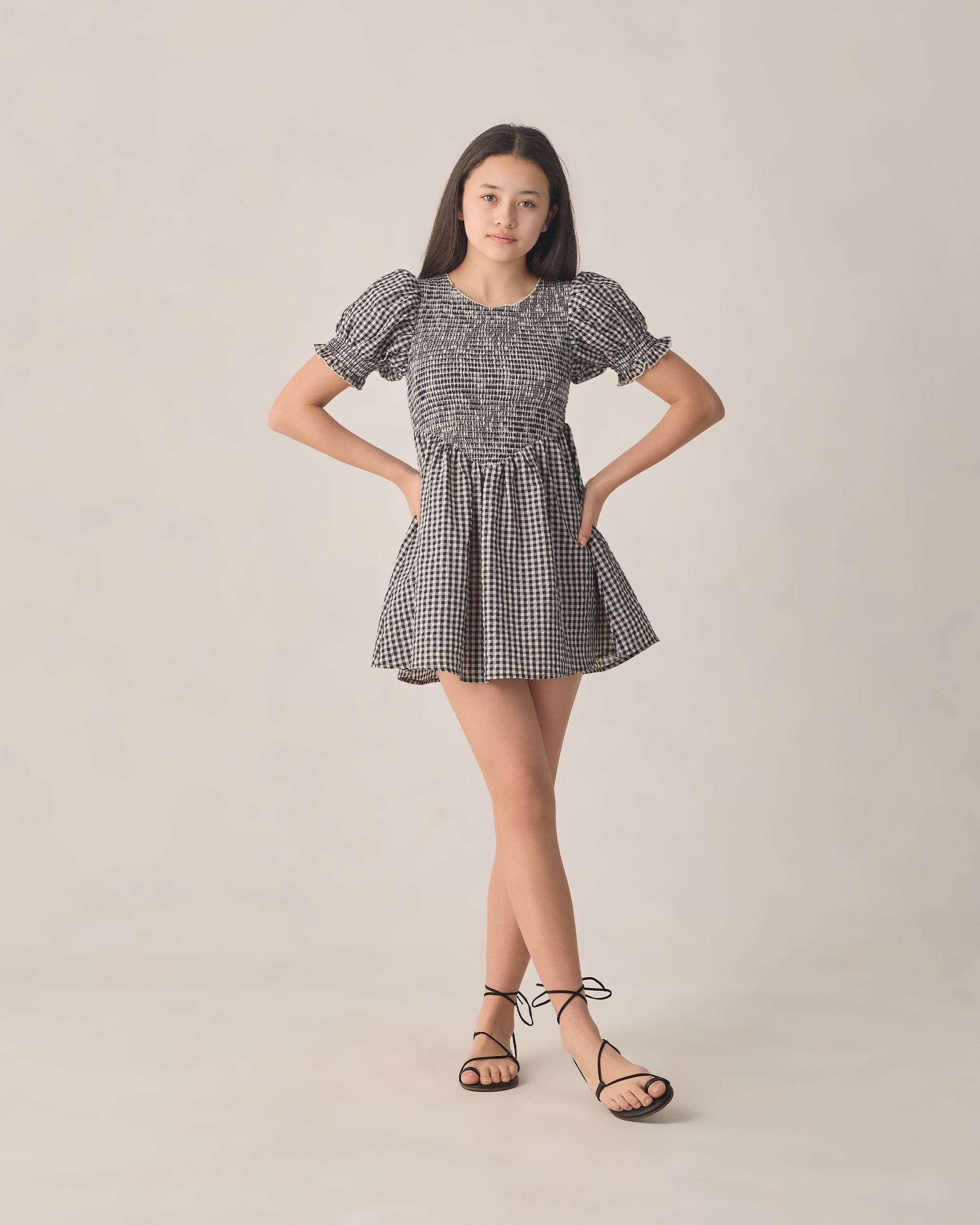 Teen Louise Dress | Black Gingham