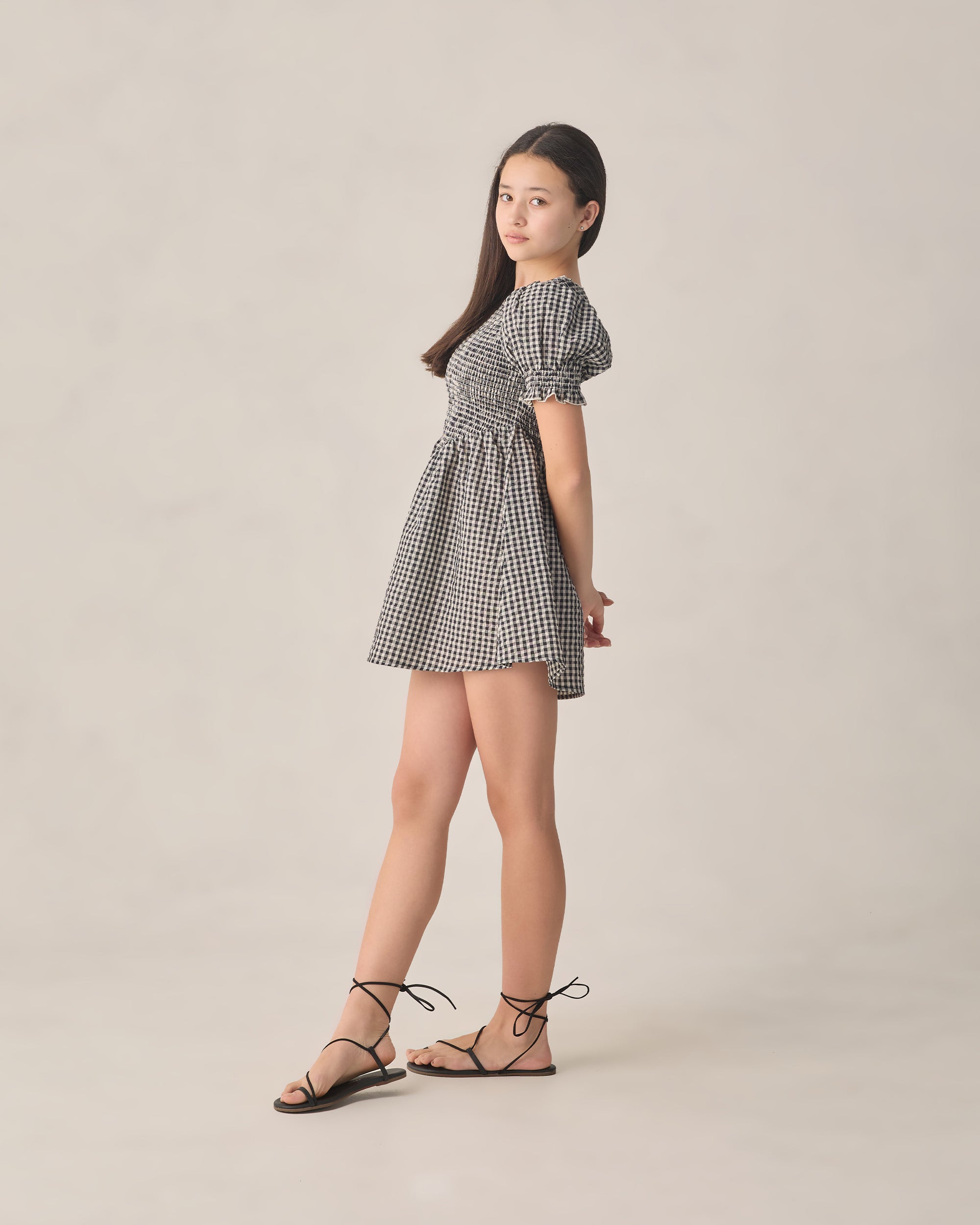 Teen Louise Dress | Black Gingham