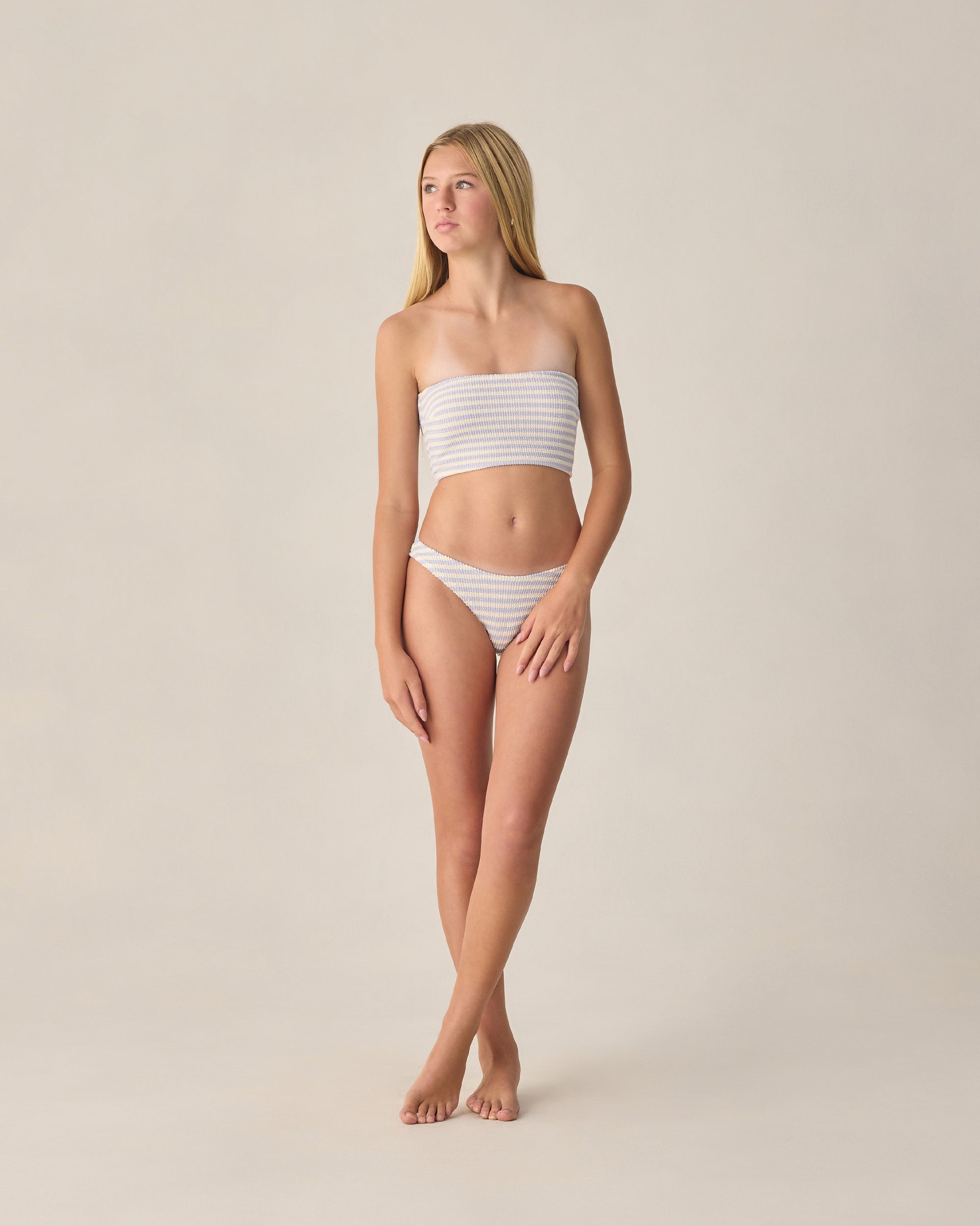 Teen Tube Top Bikini | Periwinkle Stripe