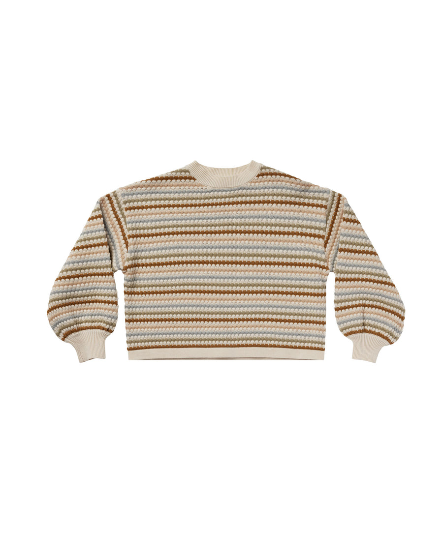 Boxy Crop Sweater | Honeycomb Stripe