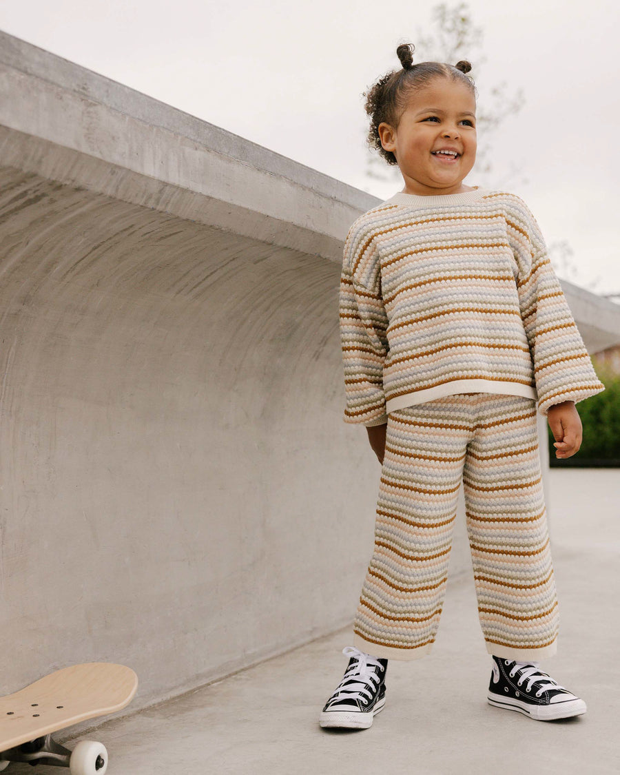 Boxy Crop Sweater | Honeycomb Stripe