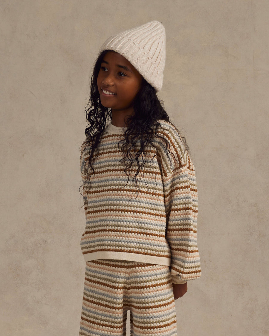 Boxy Crop Sweater | Honeycomb Stripe