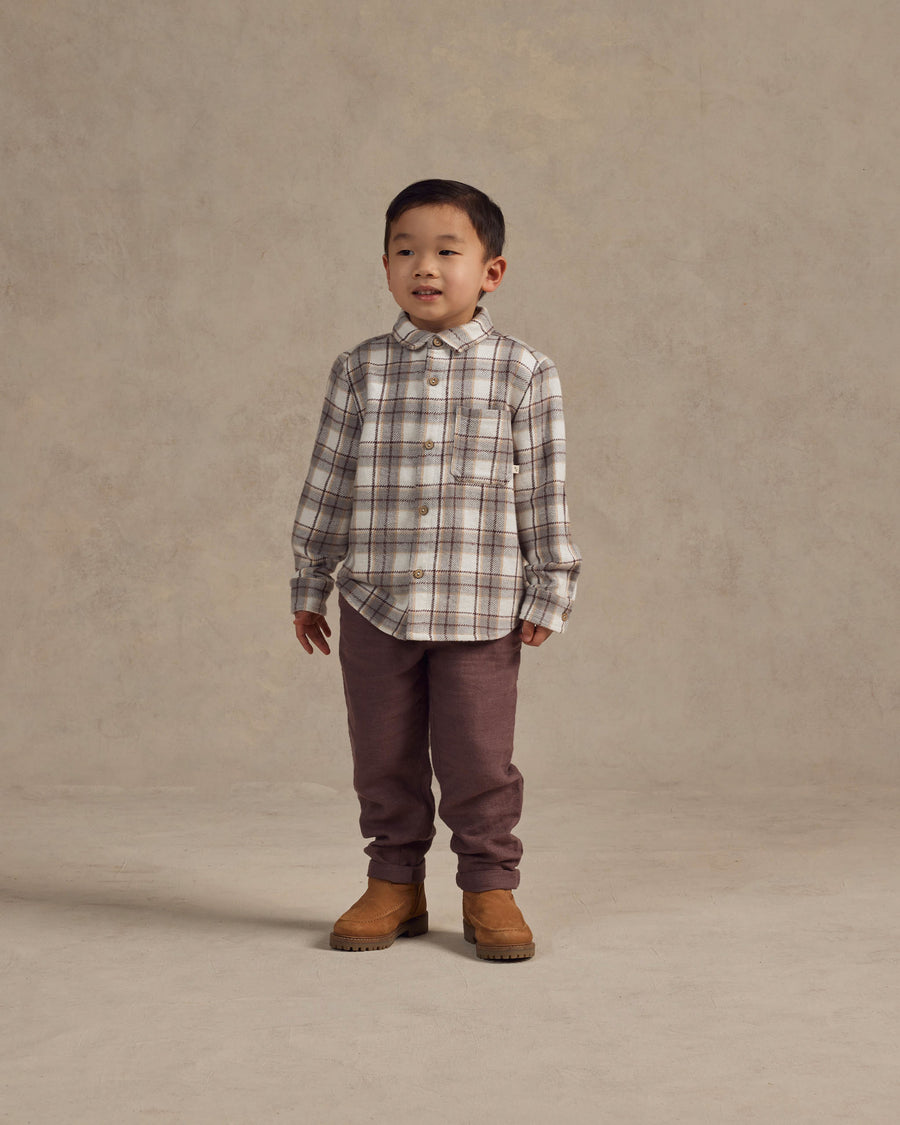 Collard Long Sleeve Shirt | Blue Flannel