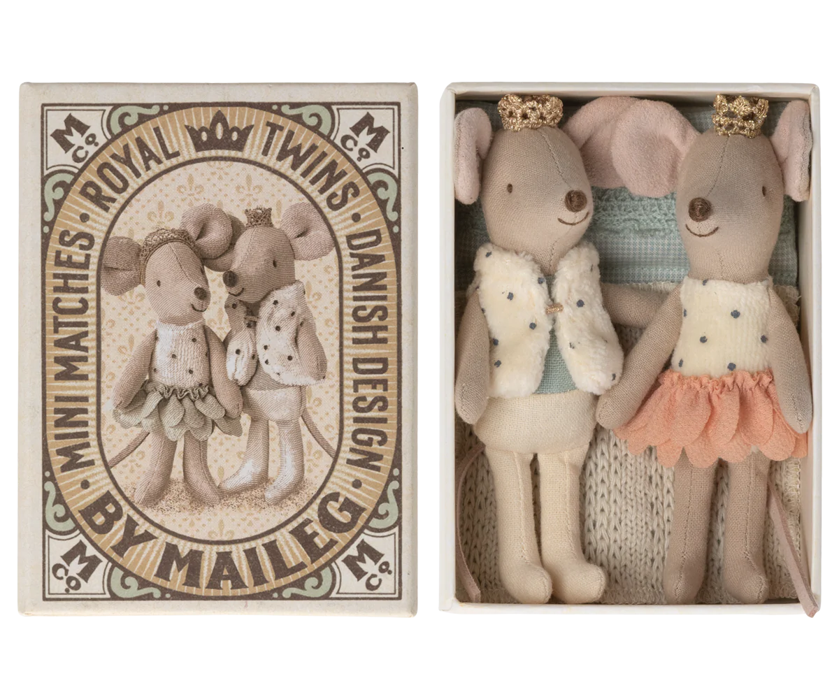 Royal Twins Mice in Box - Little Sister and Brother | Rose