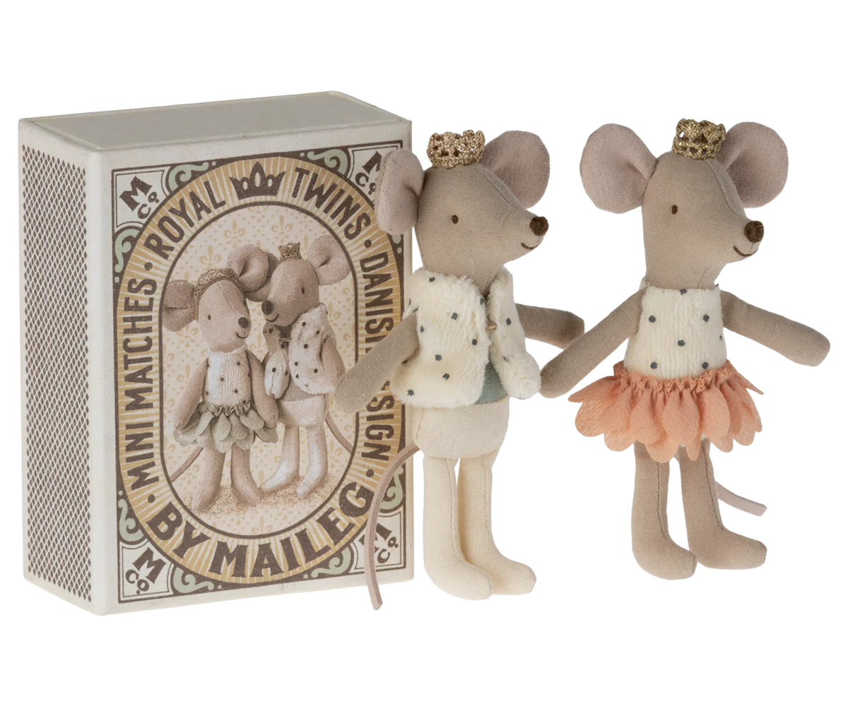 Royal Twins Mice in Box - Little Sister and Brother | Rose