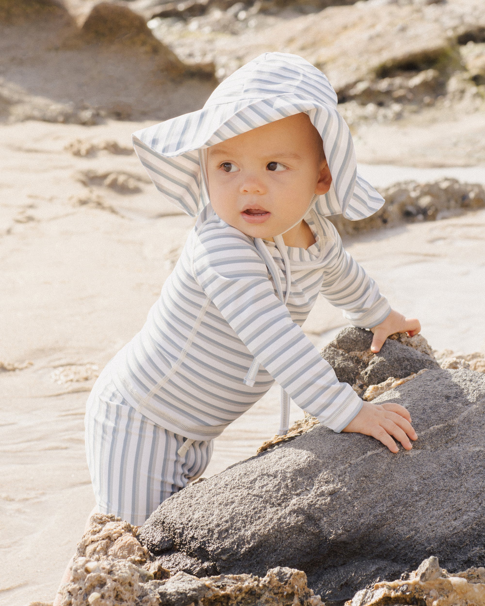 RyleeCru | SS25 D3 | Boys Rashguard Set | Seafoam Stripe 