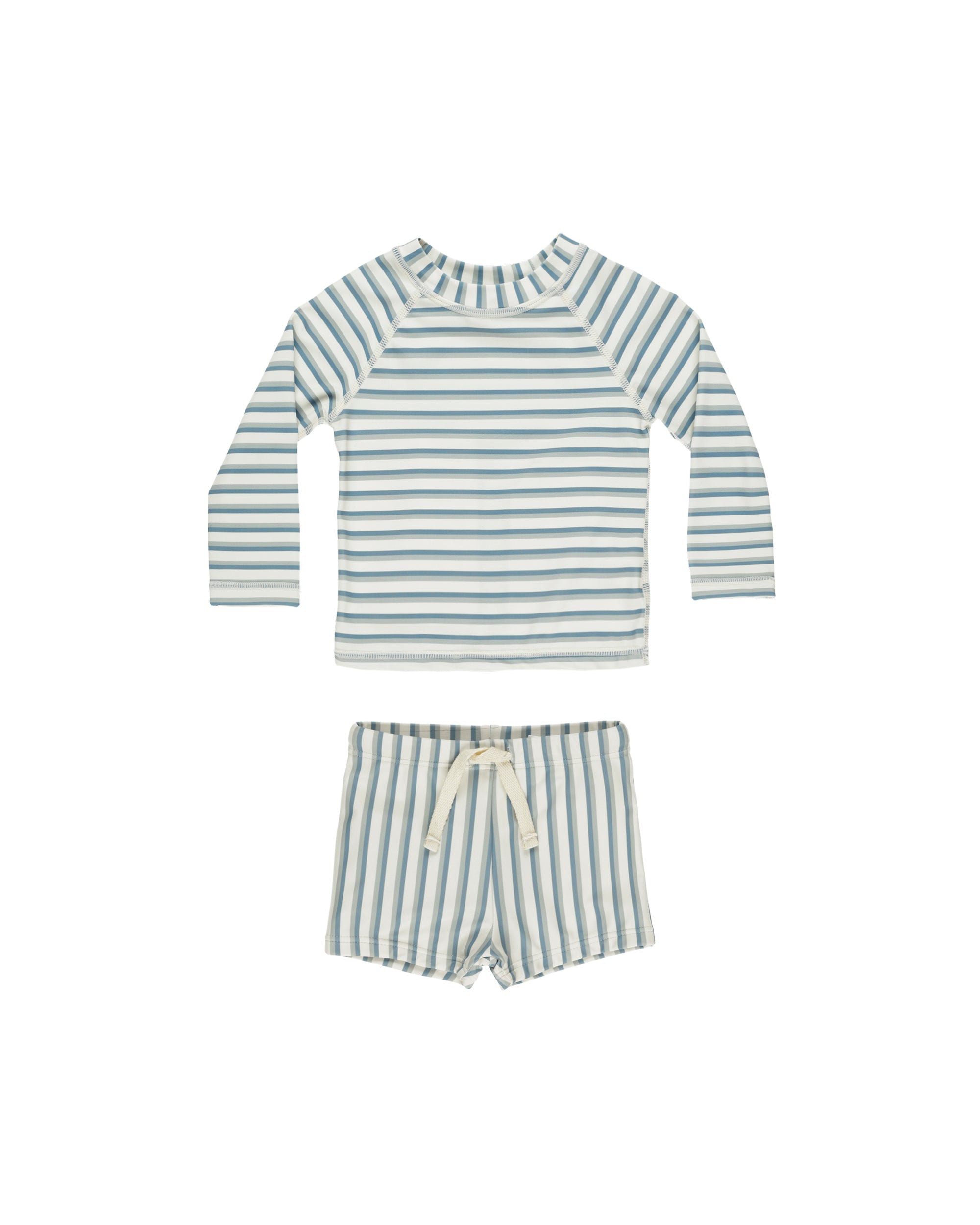 RyleeCru | SS25 D3 | Boys Rashguard Set | Seafoam Stripe 