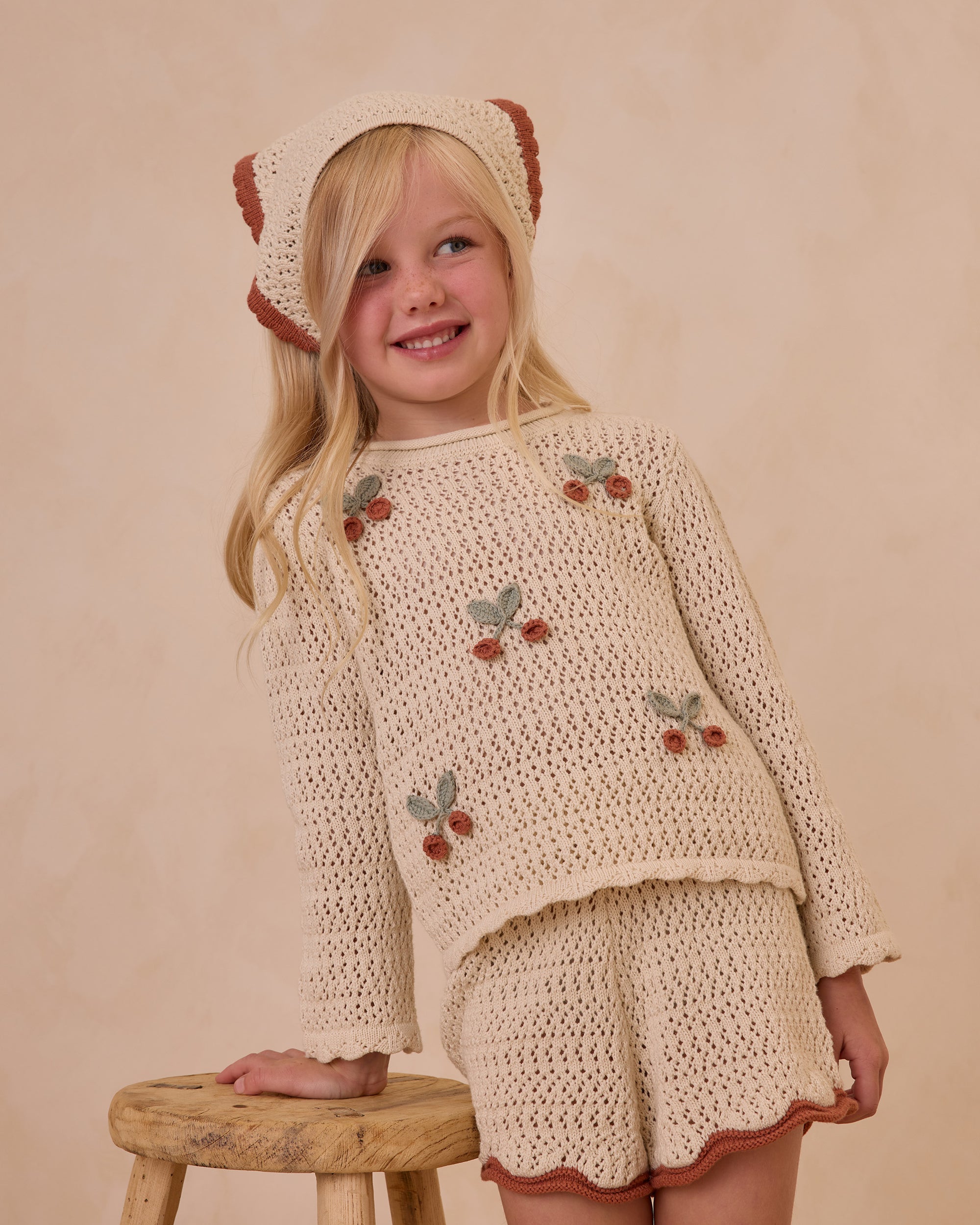 Rylee+Cru | Crochet Knit Pullover | Cherries 