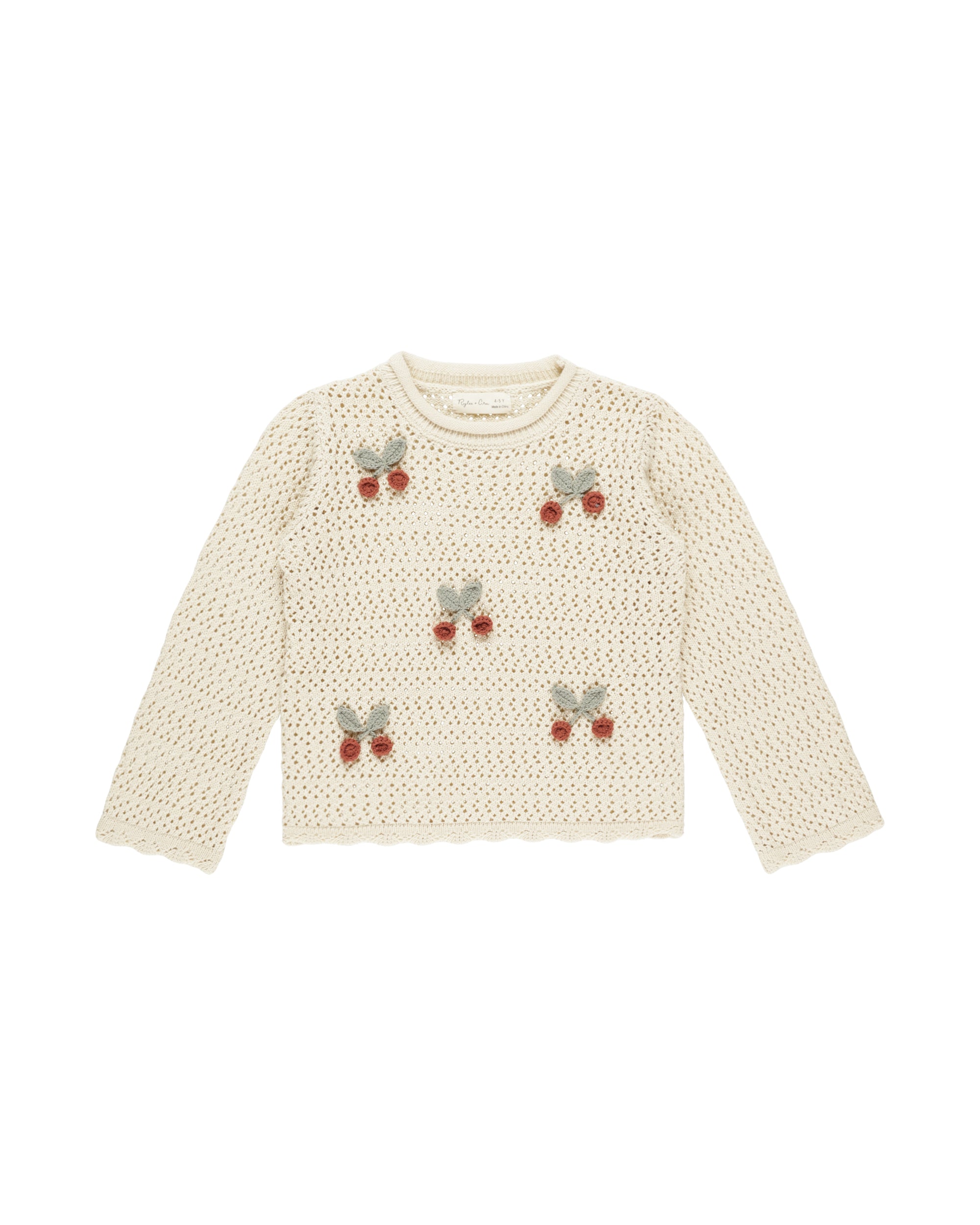 Rylee+Cru | Crochet Knit Pullover | Cherries 