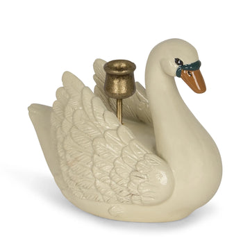Swan candle holder - creme