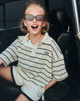 Teen Acacia Polo | Ecru Stripe