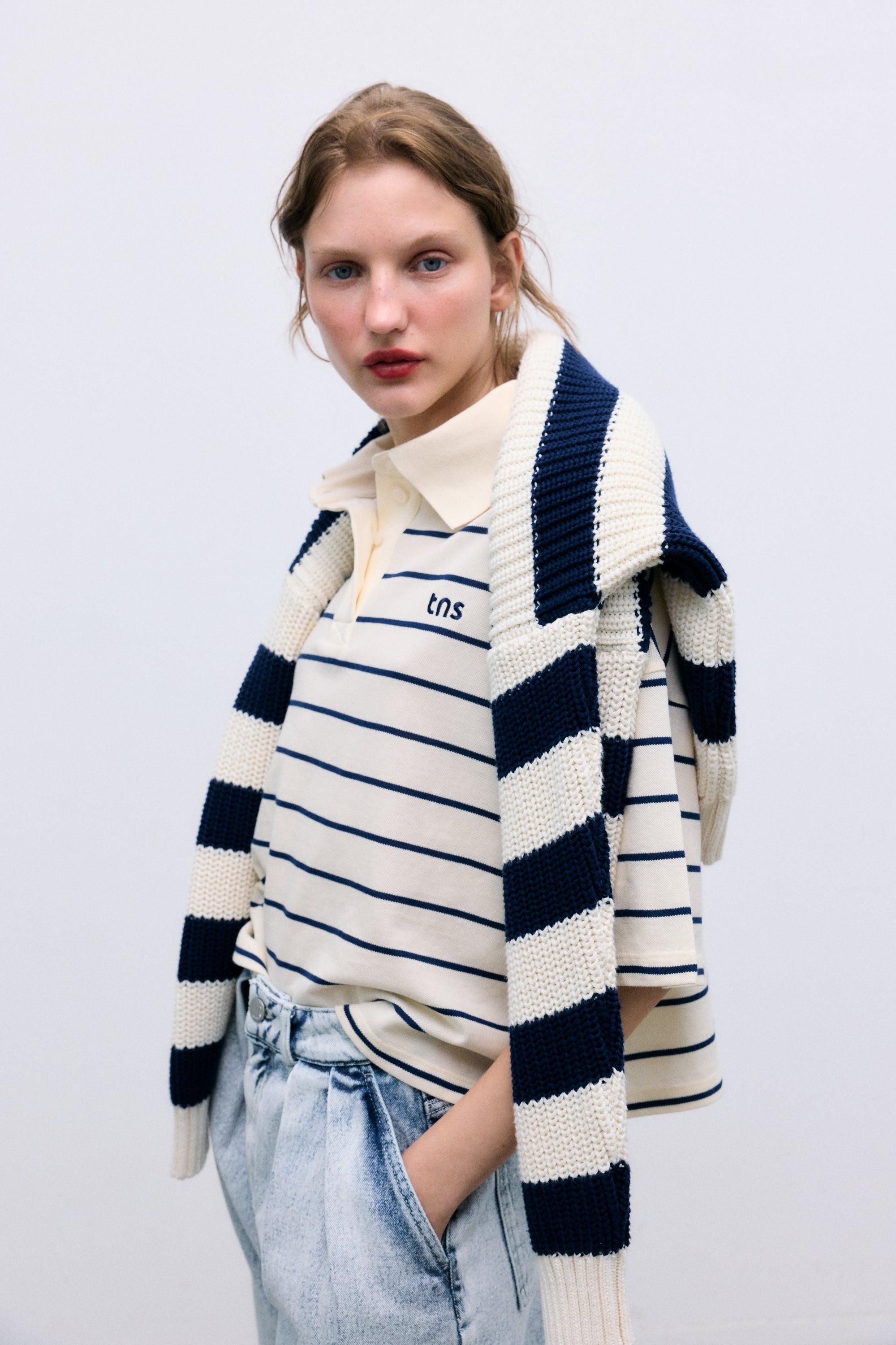 Womens Acacia Polo | Ecru Stripe