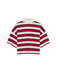 Womens Acacia Polo | Tulip Red & Midnight Stripe