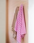 OEKO-TEX® Bath Towel | Baby Pink & Ski Patrol Red Stripe