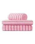 OEKO-TEX® Bath Towel | Baby Pink & Ski Patrol Red Stripe