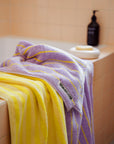 OEKO-TEX® Bath Towel | Lilac & Neon Yellow Stripe