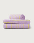 OEKO-TEX® Bath Towel | Lilac & Neon Yellow Stripe