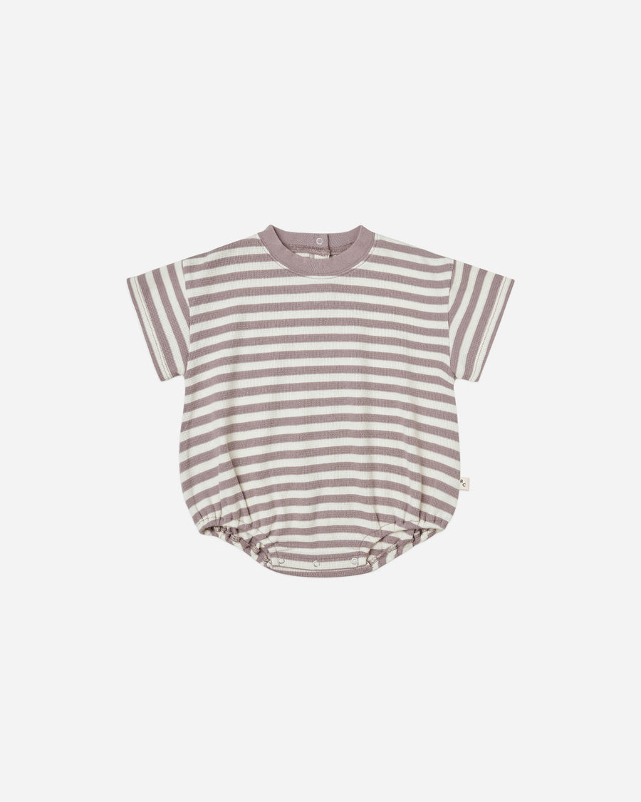 relaxed bubble romper | purple stripe