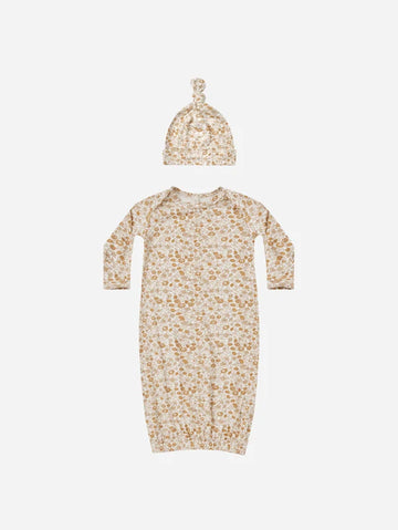 Knotted Baby Gown + Hat Set || Marigold
