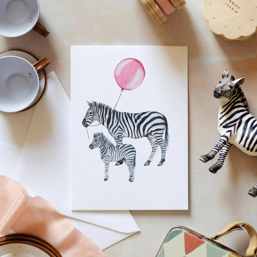 Sophie Brabbins - New Baby Zebra Watercolour Sustainable Greetings Card