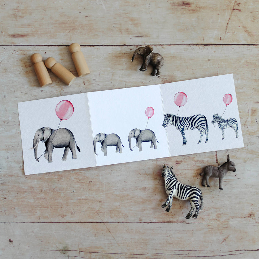 Sophie Brabbins - New Baby Elephant Watercolour Concertina Greetings Card