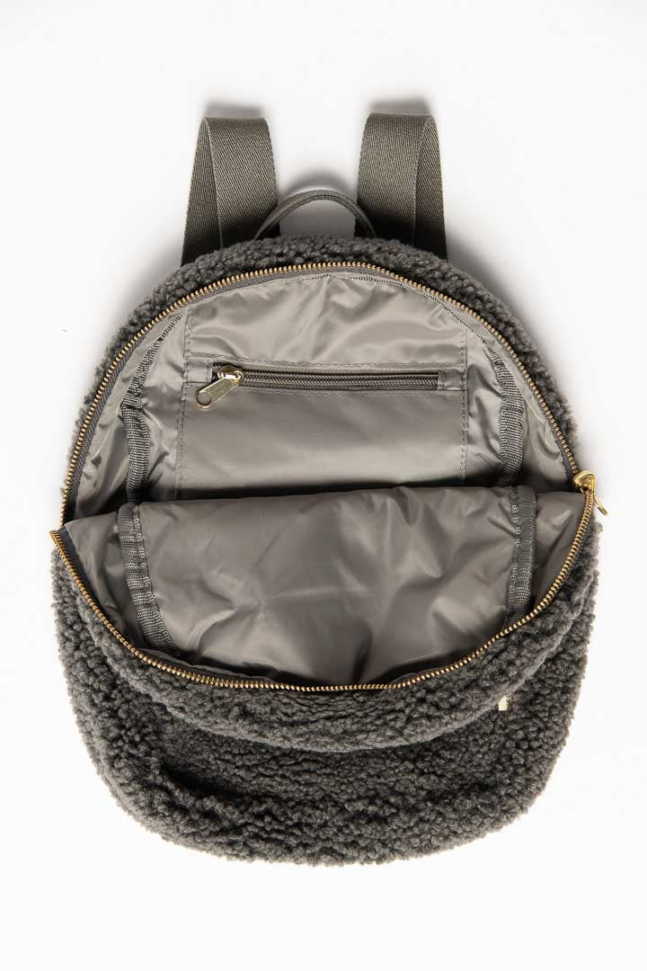 Dark Grey Chunky Teddy Mini Backpack