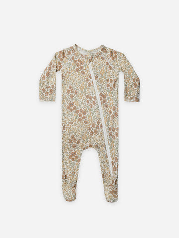 bamboo zip footie | wild flowers