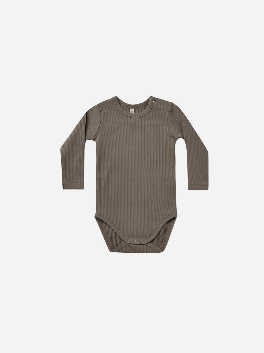 Ribbed Long Sleeved Bodysuit | Charcoal