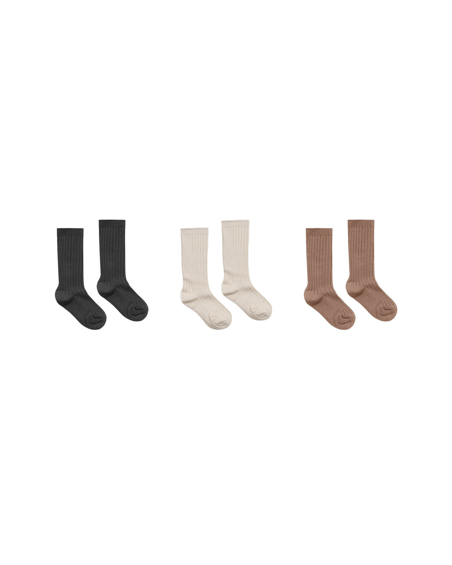 Ribbed Socks | Mocha, Natural, Black