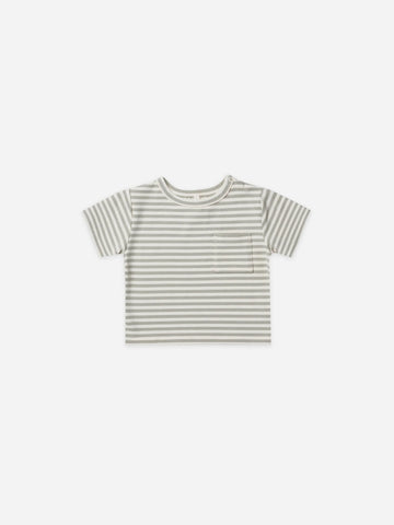 boxy pocket tee | pistachio stripe