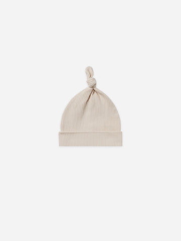 Ribbed Knotted Baby Hat| Natural