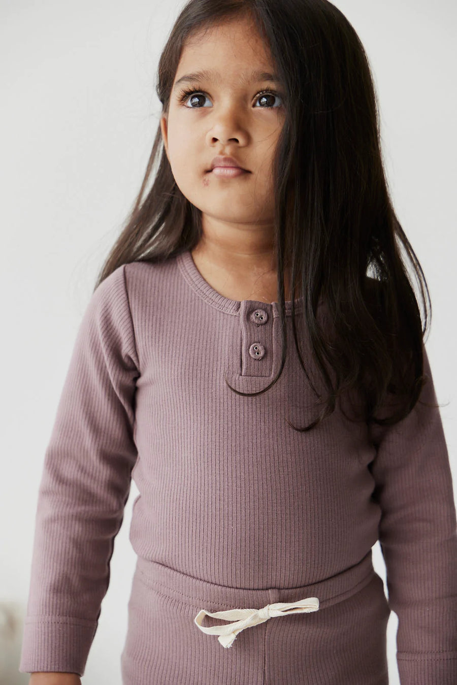 Organic Cotton Fine Rib Long Sleeve Bodysuit - Bloom