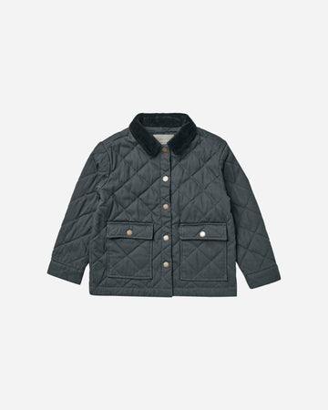 Long quilted coat || Navy